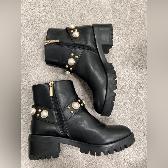 Karl Lagerfeld Paris Pixie Embellished Moto Booties (Retail $189) - Picture 8 of 9